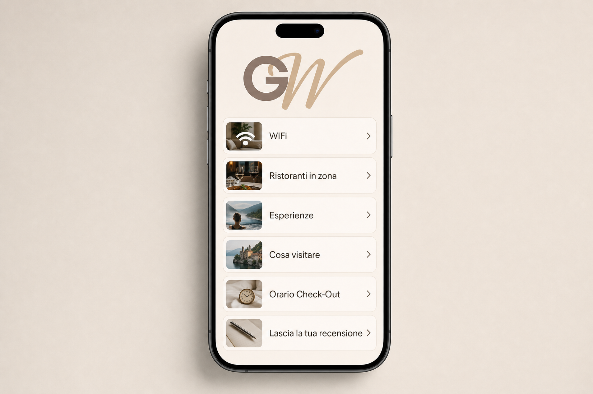 Anteprima della guida digitale GuestWel su smartphone
